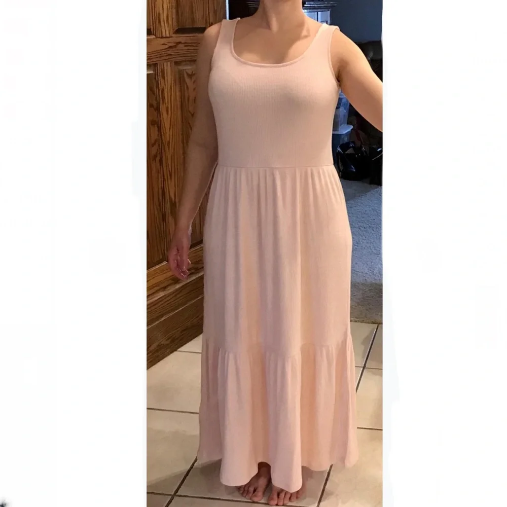 Daily Ritual Cozy Ribbed Tiered Tank Dress XS - Picture 3 of 5